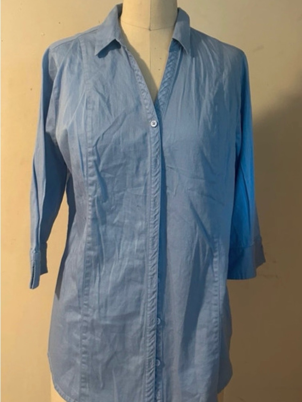 Dana Buchman Light Blue Casual Button-Down Shirt